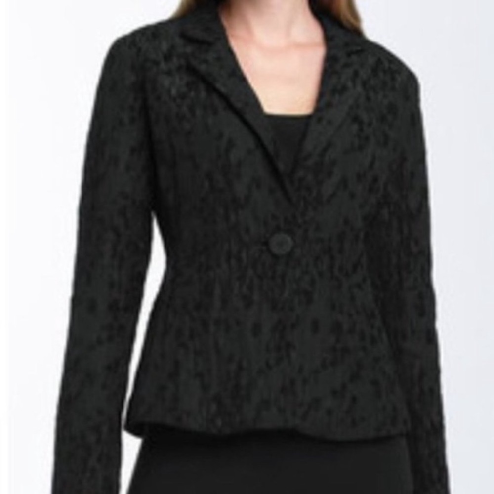 Eileen Fisher Water Lily Black‎ Silk Blend Blazer